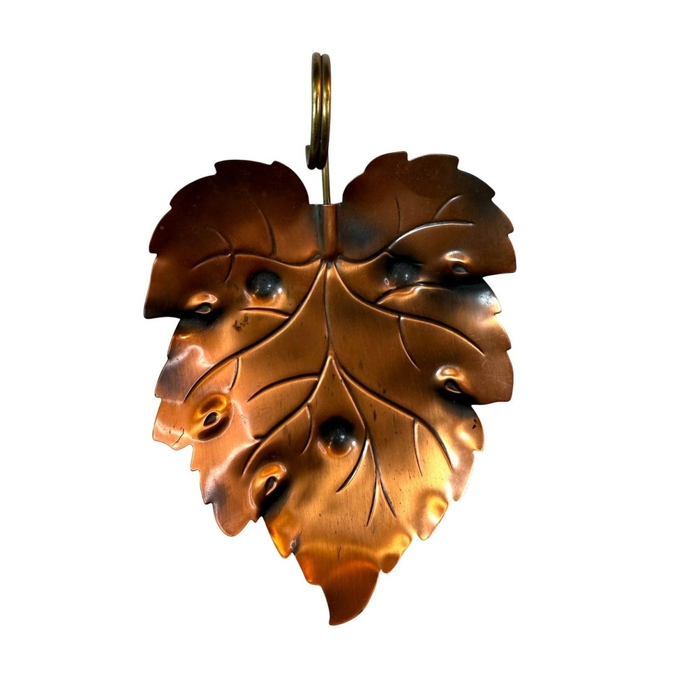 MCM Copper Leaf Wall Hanging Vintage Decor Dish Grape Leaf Cottagecore USA